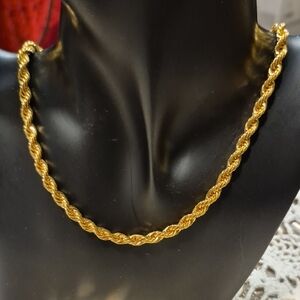 Vintage Monet Twisted Gold Tone Necklace